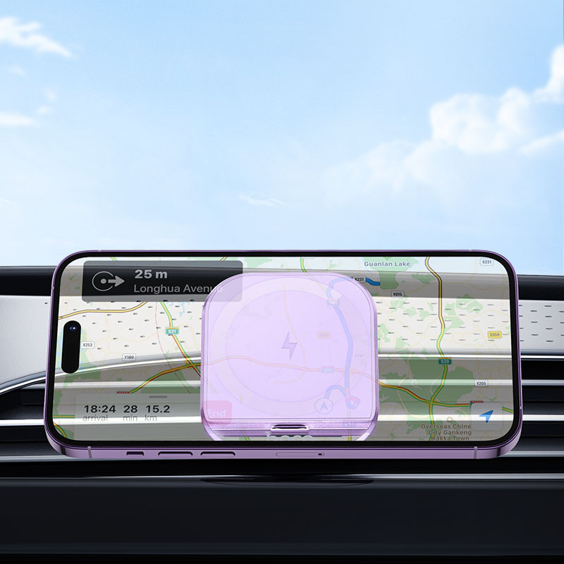 Автотримач з БЗП Hoco HW17 Crystal 15W (air outlet) Romantic purple - Зображення 3