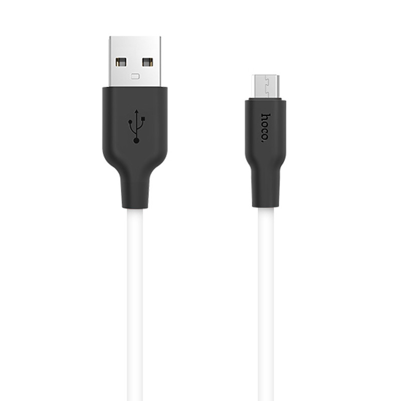 Дата кабель Hoco X21 Plus Silicone MicroUSB Cable (1m) Чорний / Білий - Зображення 2