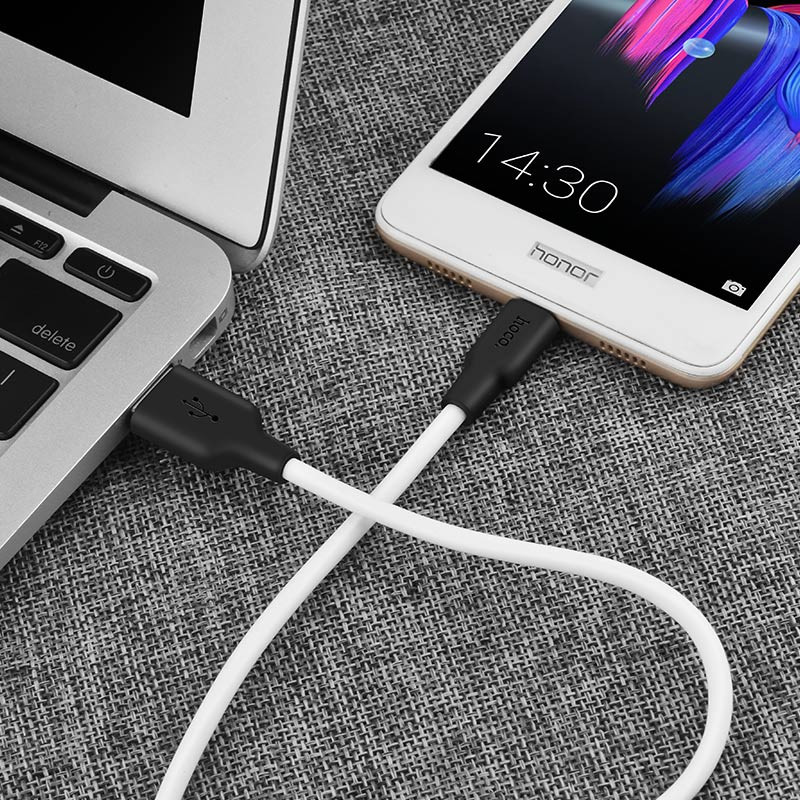 Дата кабель Hoco X21 Plus Silicone MicroUSB Cable (1m) Чорний / Білий - Зображення 4