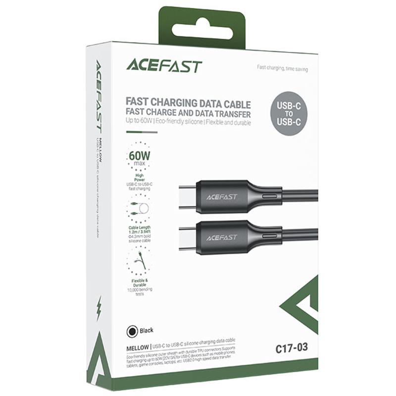 Дата кабель Acefast C17-03 Type-C to Type-C 60W (1.2m) Black - Зображення 2