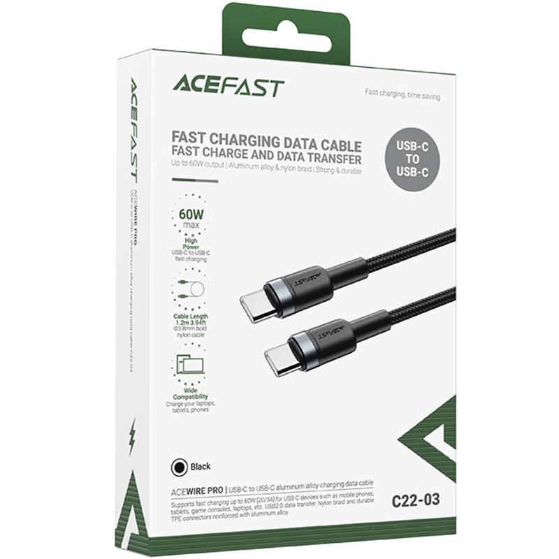 Дата кабель Acefast C22-03 Type-C to Type-C 60W (1.2m) Black - Зображення 2