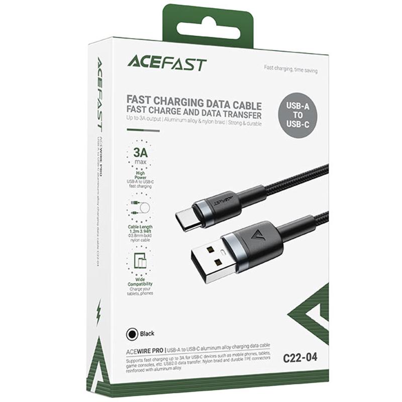 Дата кабель Acefast C22-04 USB to Type-C 60W (1.2m) Black - Зображення 2