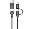 Дата кабель Amaya ACD-X28 4in1 Type-C to USB/Type-C to Lightning 60W (1m) Black