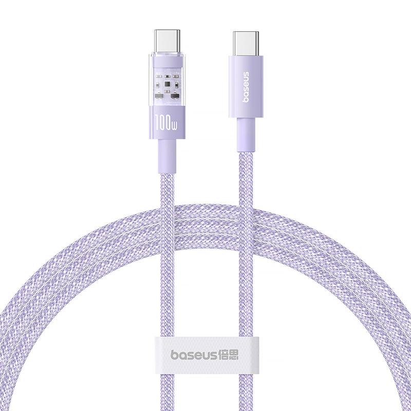 Дата кабель Baseus Gem Fast Charging Type-C to Type-C 100W (1m) (P10373000111) Nebula Purple