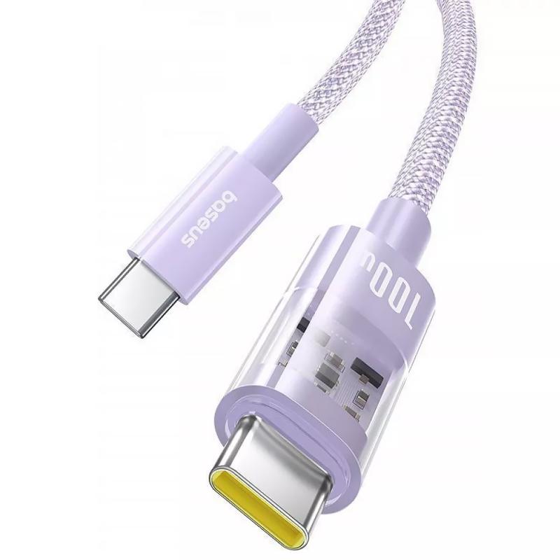 Дата кабель Baseus Gem Fast Charging Type-C to Type-C 100W (1m) (P10373000111) Nebula Purple - Зображення 2