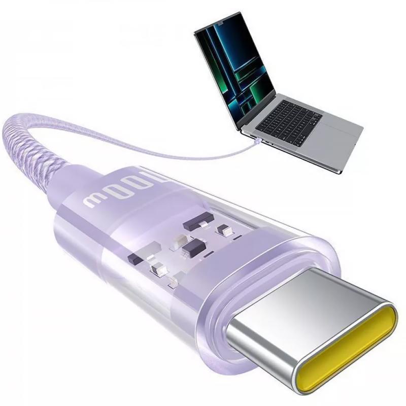 Дата кабель Baseus Gem Fast Charging Type-C to Type-C 100W (1m) (P10373000111) Nebula Purple - Зображення 4
