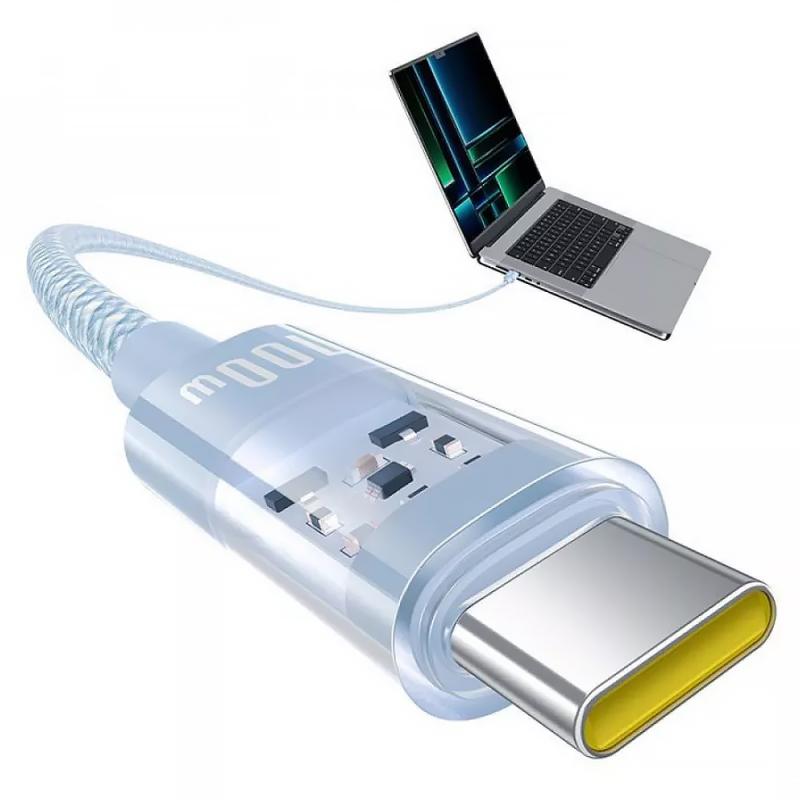Дата кабель Baseus Gem Fast Charging Type-C to Type-C 100W (2m) (P10373000111-01) Blue - Зображення 4
