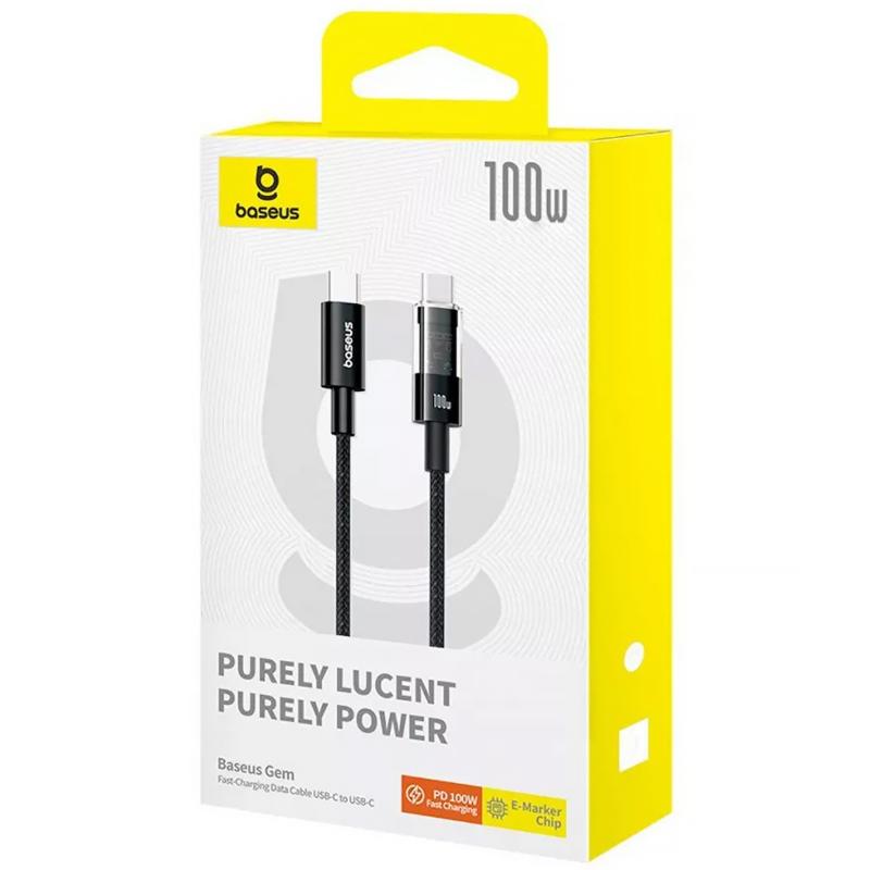 Дата кабель Baseus Gem Fast Charging Type-C to Type-C 100W (2m) (P10373000111-01) Cluster Black - Зображення 6