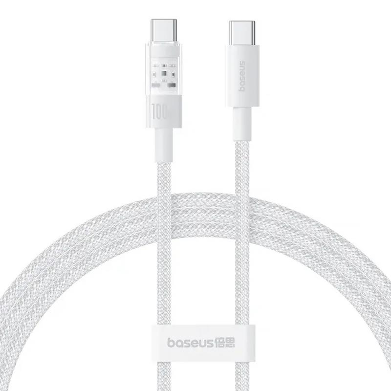 Дата кабель Baseus Gem Fast Charging Type-C to Type-C 100W (2m) (P10373000111-01) Moon White
