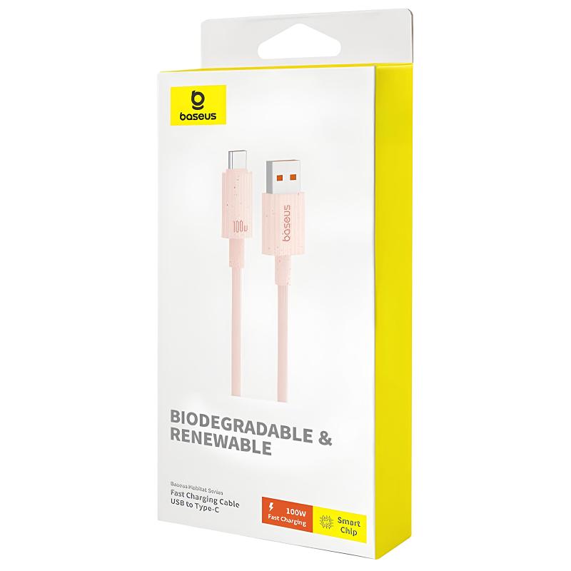 Дата кабель Baseus Habitat Series Fast Charging USB to Type-C 100W (2m) (P1036020) Wheat Pink - Зображення 4