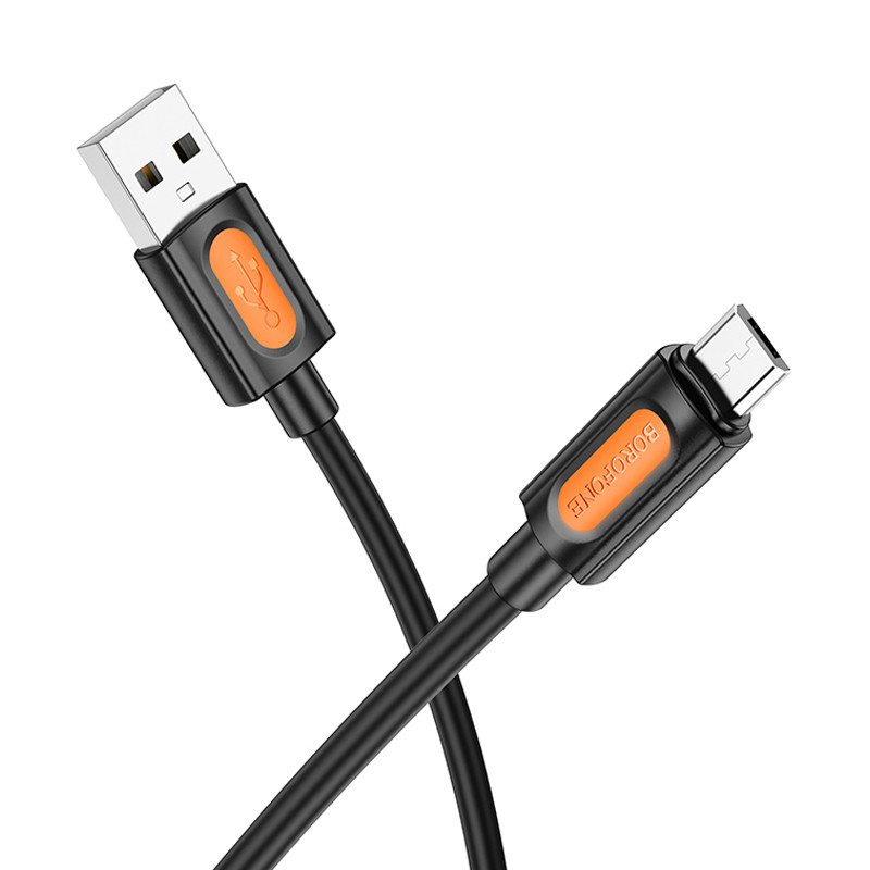 Дата кабель Borofone BX114 Structure USB to MicroUSB 2.4A (1m) Black - Зображення 2