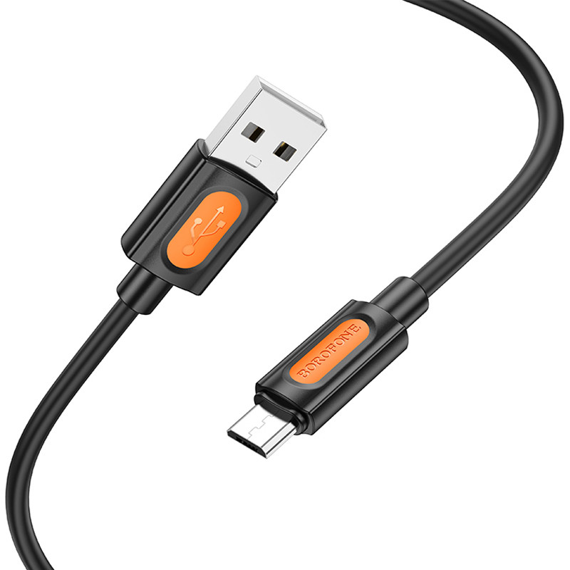 Дата кабель Borofone BX114 Structure USB to MicroUSB 2.4A (1m) Black - Зображення 3