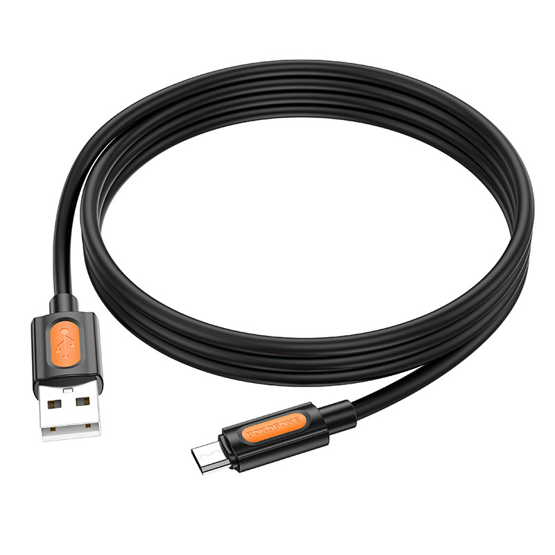Дата кабель Borofone BX114 Structure USB to MicroUSB 2.4A (1m) Black - Зображення 4