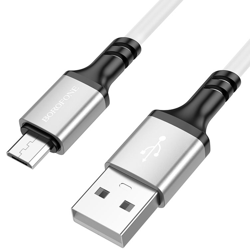 Дата кабель Borofone BX83 Famous USB to MicroUSB 2.4A (1m) White - Зображення 2