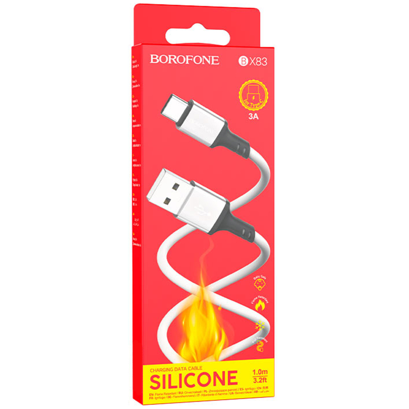 Дата кабель Borofone BX83 Famous USB to Type-C 3A (1m) White - Зображення 4