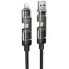 Дата кабель Hoco U151 Goldsmith 4in1 Type-C to USB/Type-C to Lightning 240W (1.2m) Black