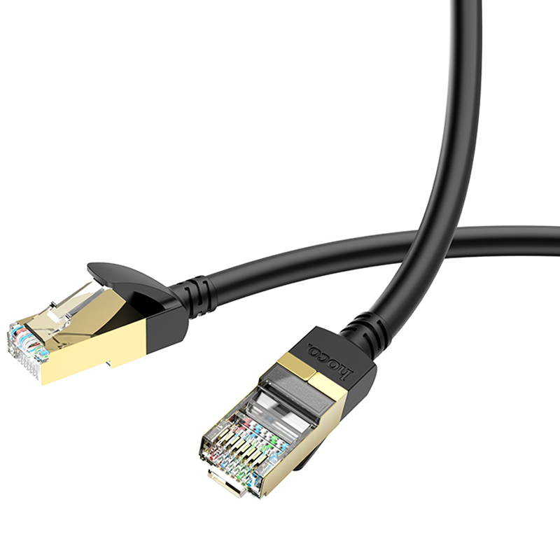Кабель (патч-корд) Hoco US02 Level pure copper gigabit ethernet (3m) Black - Зображення 2