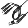 Дата кабель Hoco X123 Victory 6in1 USB/Type-C to Lightning/Type-C/MicroUSB 3A (1m) Black