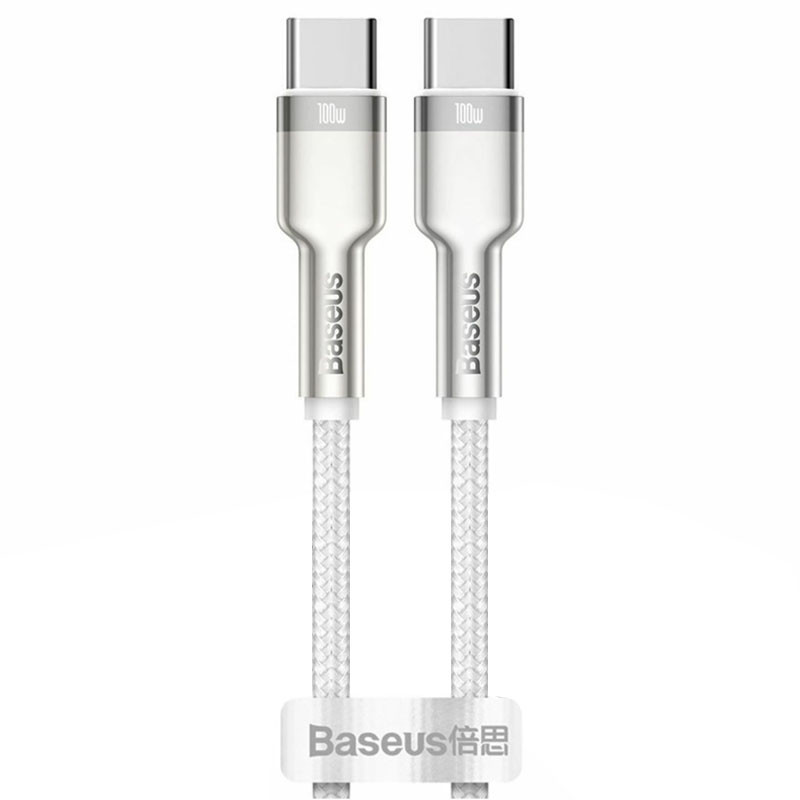 Дата кабель Baseus Cafule Metal Type-C to Type-C 100W (1m) (CATJK-C) Білий