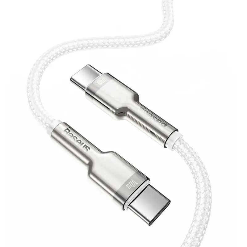 Дата кабель Baseus Cafule Metal Type-C to Type-C 100W (1m) (CATJK-C) Білий - Зображення 2