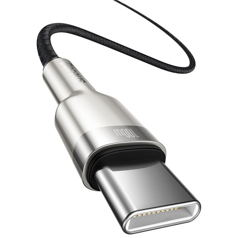 Дата кабель Baseus Cafule Metal Type-C to Type-C 100W (1m) (CATJK-C) Чорний - Зображення 3