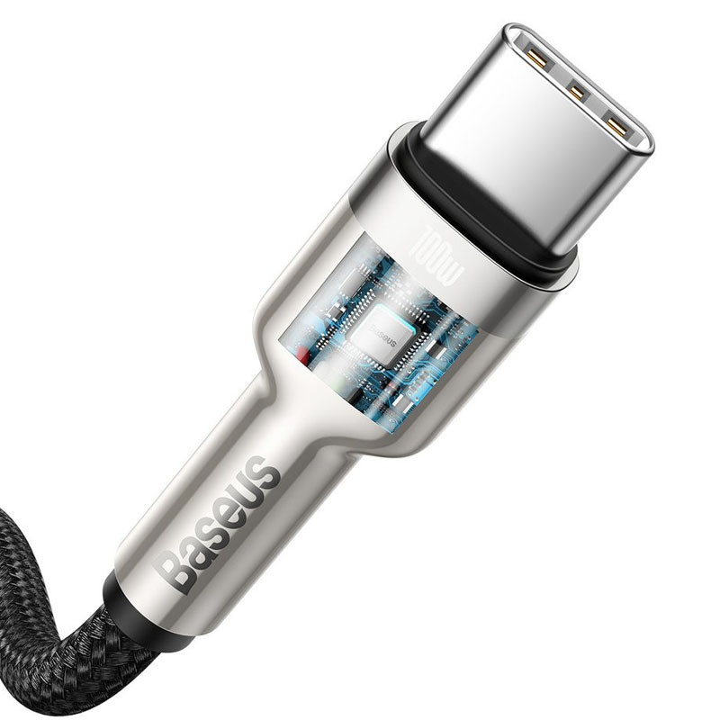 Дата кабель Baseus Cafule Metal Type-C to Type-C 100W (1m) (CATJK-C) Чорний - Зображення 4