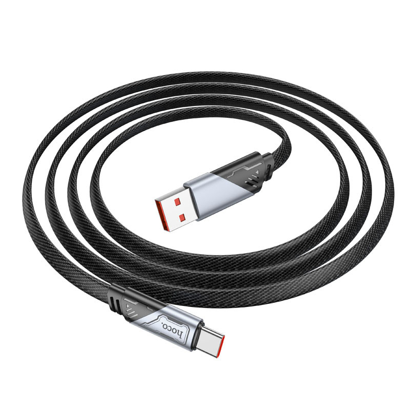 Дата кабель Hoco U119 Machine charging data USB to Type-C 5A (1.2m) Black - Зображення 3