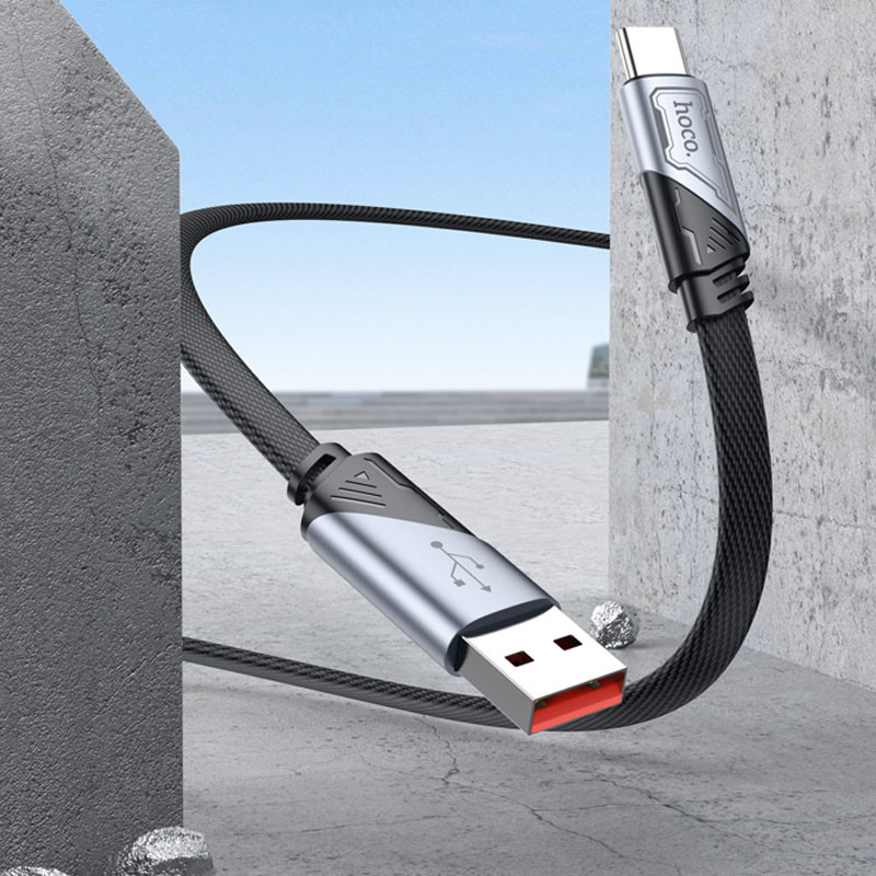 Дата кабель Hoco U119 Machine charging data USB to Type-C 5A (1.2m) Black - Зображення 4