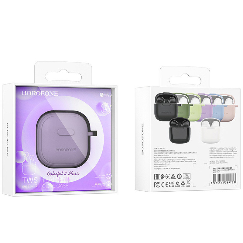 Бездротові TWS навушники Borofone BW29 Case Taro Purple - Зображення 3