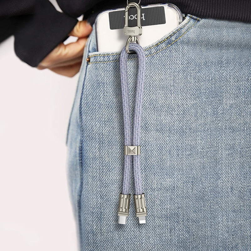 Дата кабель-шнурок Hoco GH5 Elegant Type-C to Lightning (0.21m) Denim Blue - Зображення 5