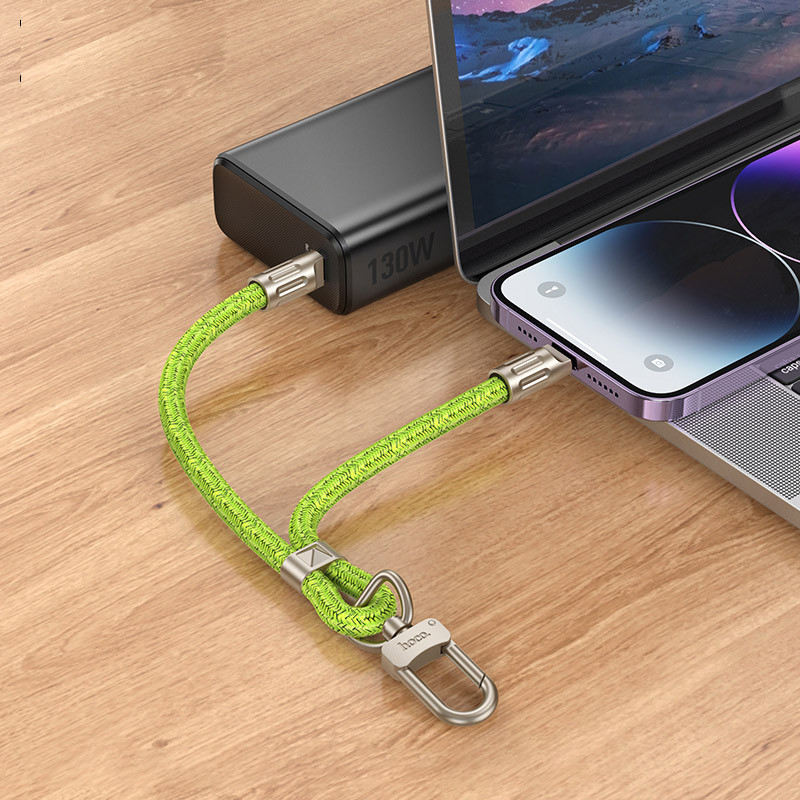 Дата кабель-шнурок Hoco GH5 Elegant Type-C to Lightning (0.21m) Fluorescent Green - Зображення 4