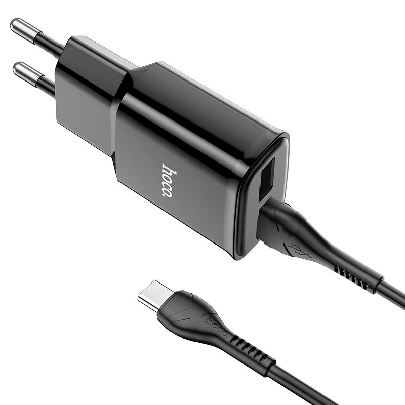 МЗП Hoco C88A Star round 2.4A (2USB-A) + кабель USB to Type-C Чорний - Зображення 2