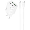 МЗП Hoco N55 Fundador PD20W+QC3.0 (2USB-A/2C) + кабель Type-C to Lightning White