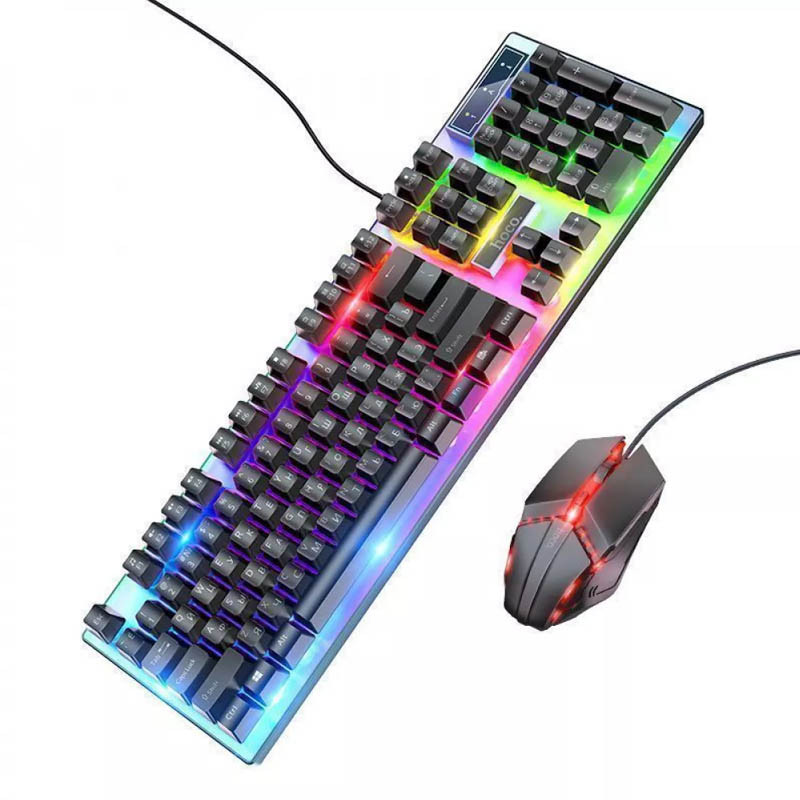 Клавіатура + миша дротова Hoco GM18 Luminous RGB (English version) Black