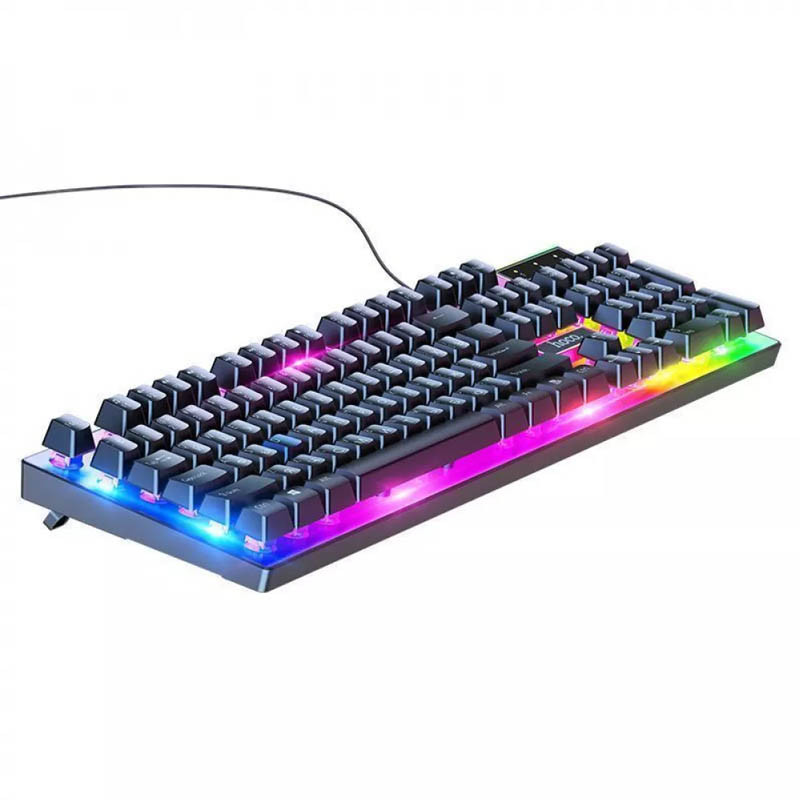 Клавіатура + миша дротова Hoco GM18 Luminous RGB (English version) Black - Зображення 2