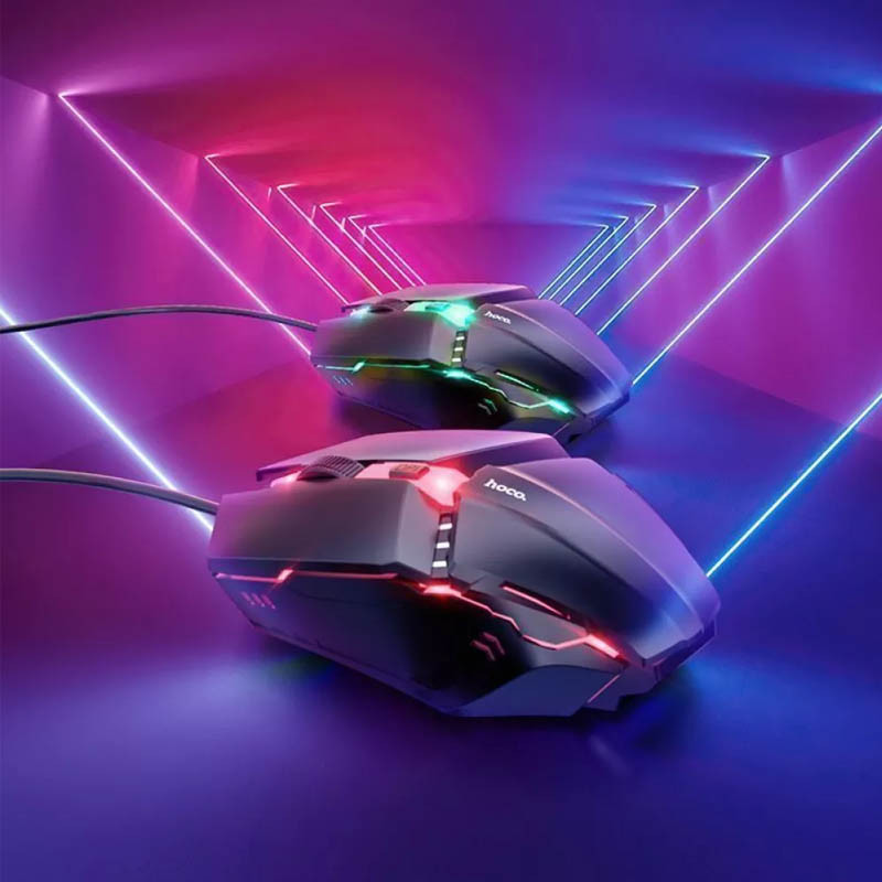 Клавіатура + миша дротова Hoco GM18 Luminous RGB (English version) Black - Зображення 4