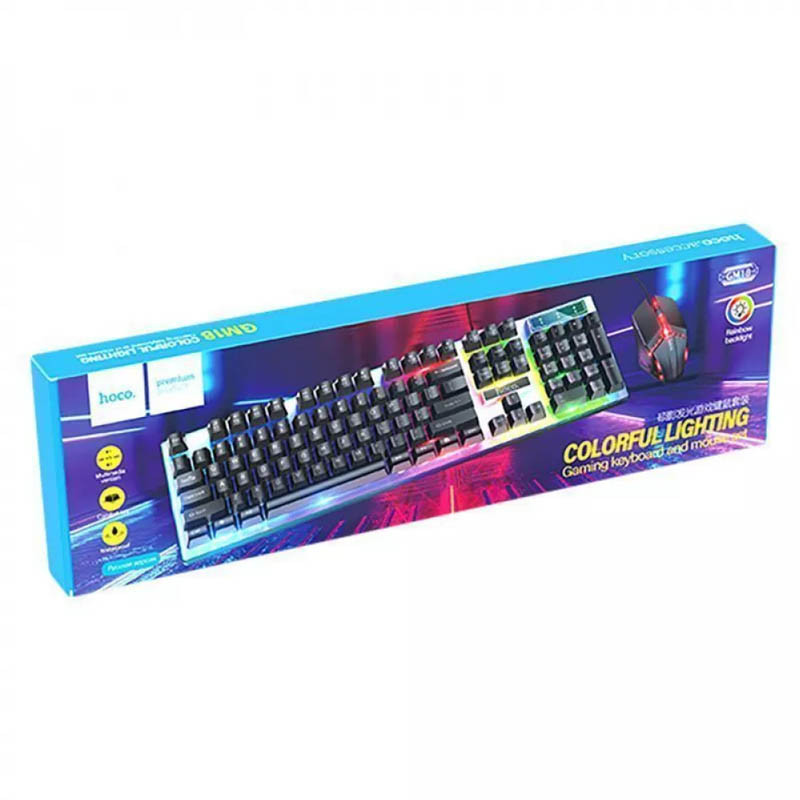 Клавіатура + миша дротова Hoco GM18 Luminous RGB (English version) Black - Зображення 6