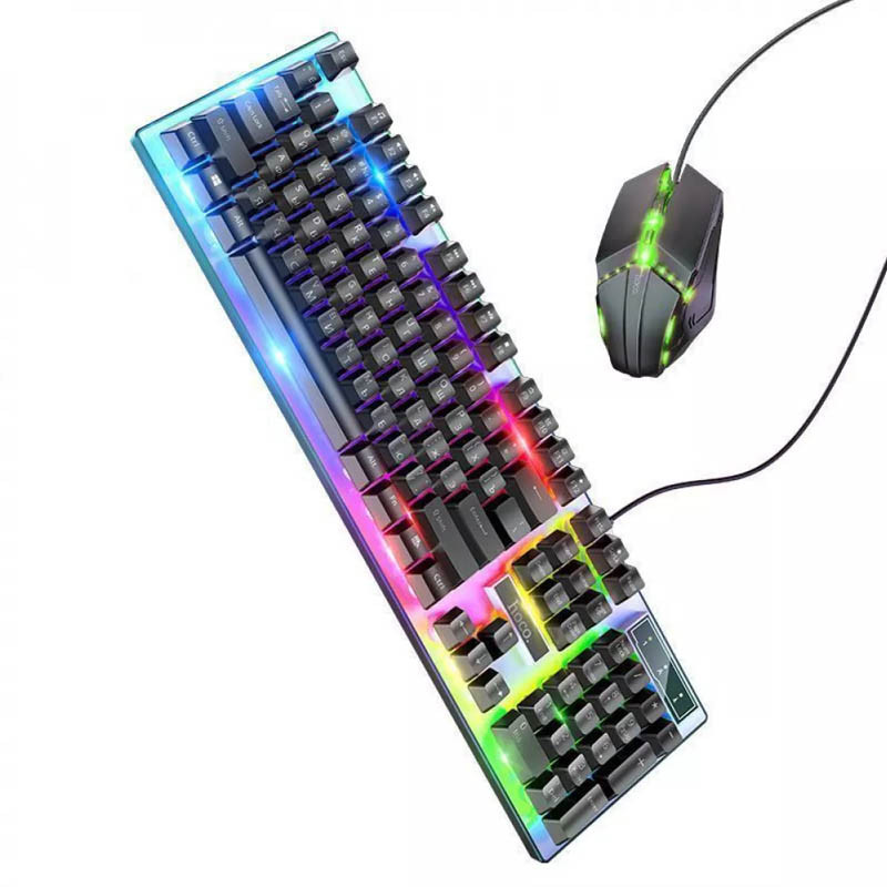 Клавіатура + миша дротова Hoco GM18 Luminous RGB (English version) Black - Зображення 7