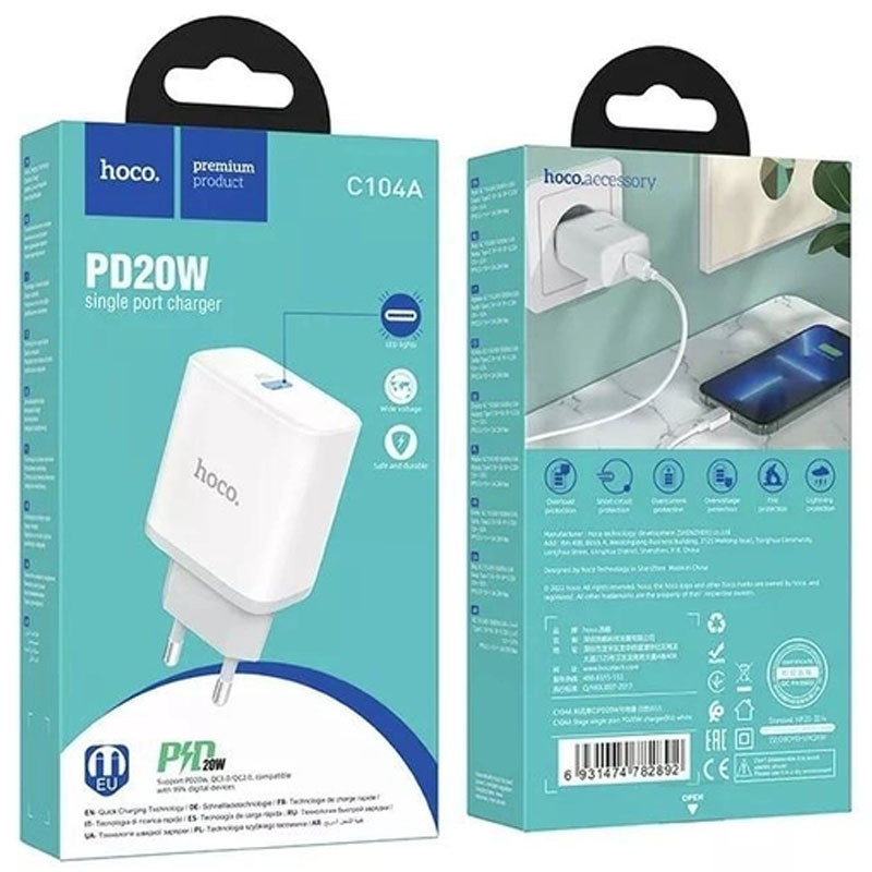 МЗП Hoco C104A PD20W (1USB-C) White - Зображення 4
