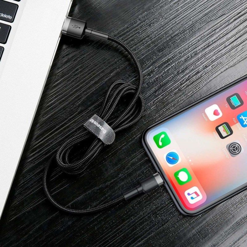 Дата кабель Baseus Cafule USB to Lightning 1.5A (2m) (CALKLF-C) Сірий / Чорний - Зображення 7