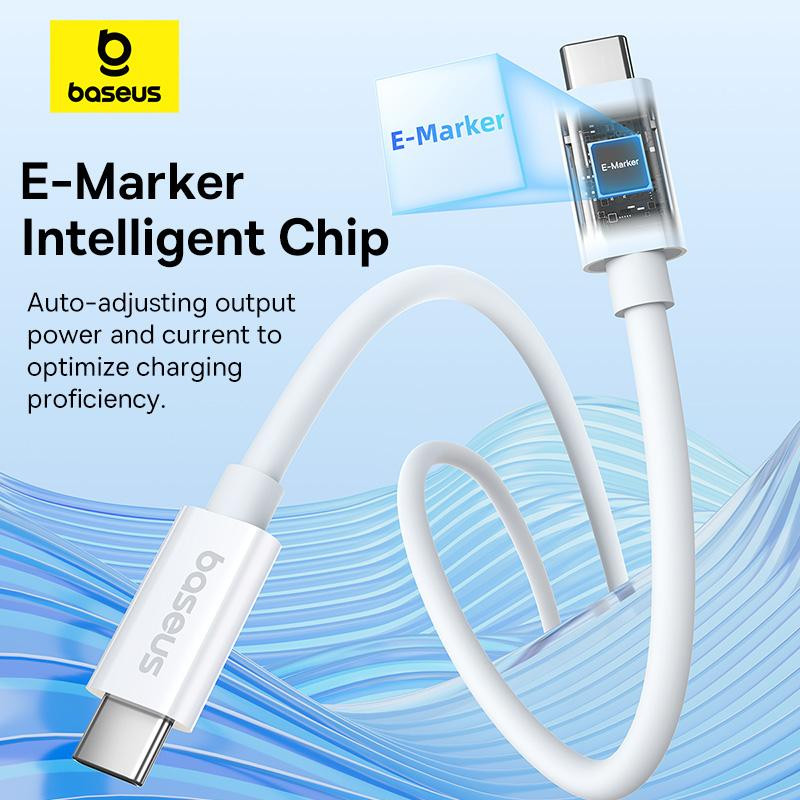 Дата кабель Baseus Superior Series 2 USB4 Full-Function Type-C to Type-C 240W (1m) (P10365200211) Moon White - Зображення 3
