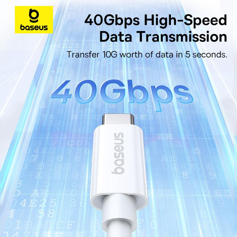 Дата кабель Baseus Superior Series 2 USB4 Full-Function Type-C to Type-C 240W (1m) (P10365200211) Moon White - Зображення 4