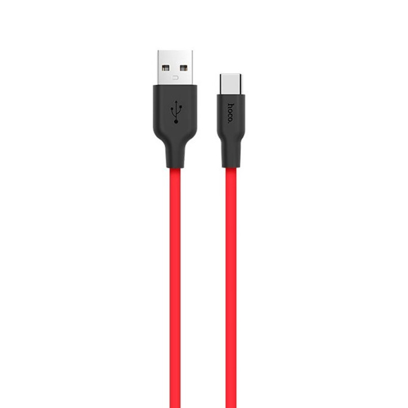Дата кабель Hoco X21 Silicone Type-C Cable (1m) Чорний / Червоний