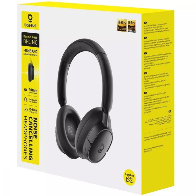 Накладні бездротові навушники Baseus Bass BH1 ANC (A02037) Cosmic Black - Зображення 3