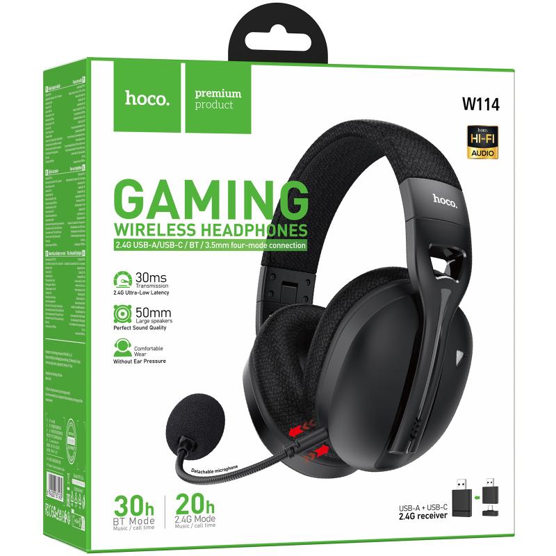 Накладні бездротові навушники Hoco W114 Magic +3.5mm+2.4G Black - Зображення 2