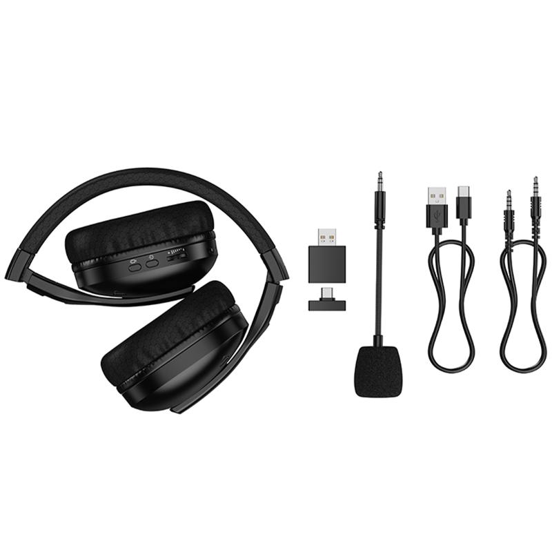 Накладні бездротові навушники Hoco W114 Magic +3.5mm+2.4G Black - Зображення 3