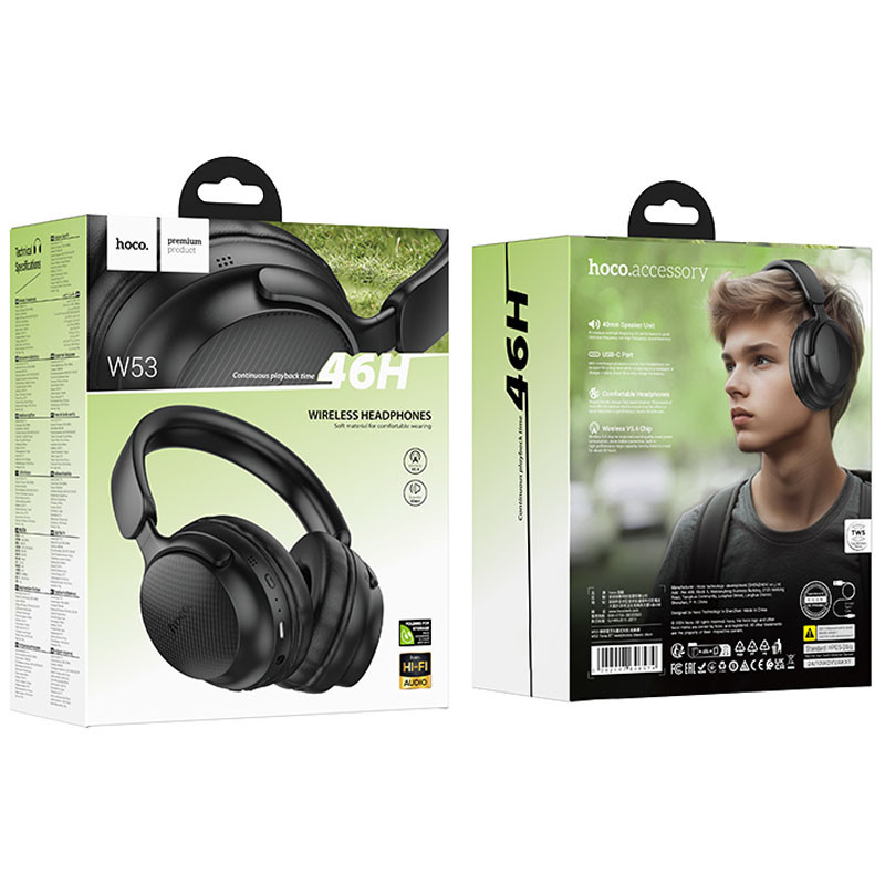 Накладні бездротові навушники Hoco W53 Tone Classic Black - Зображення 4