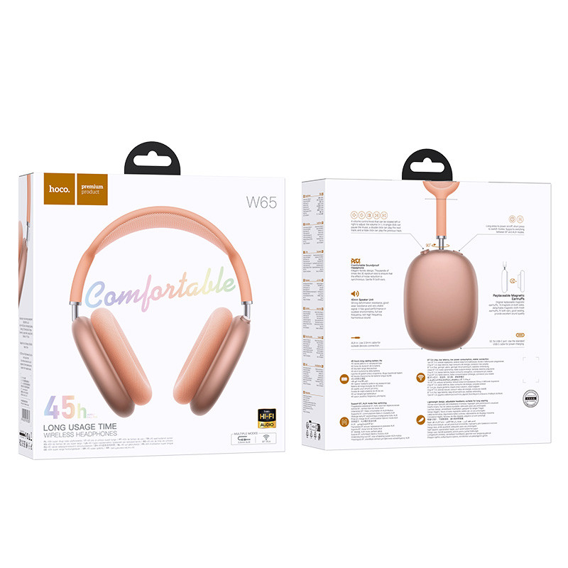 Накладні бездротові навушники Hoco W65 Happy Orange - Зображення 3