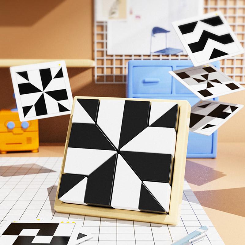 Настільна інтерактивна гра Ummi ME-149 Hidden Black and White Blocks Black / White - Зображення 4