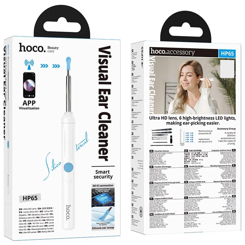 Отоскоп для чистки ушей з камерою Hoco HP65 Ears cleaning White - Зображення 2